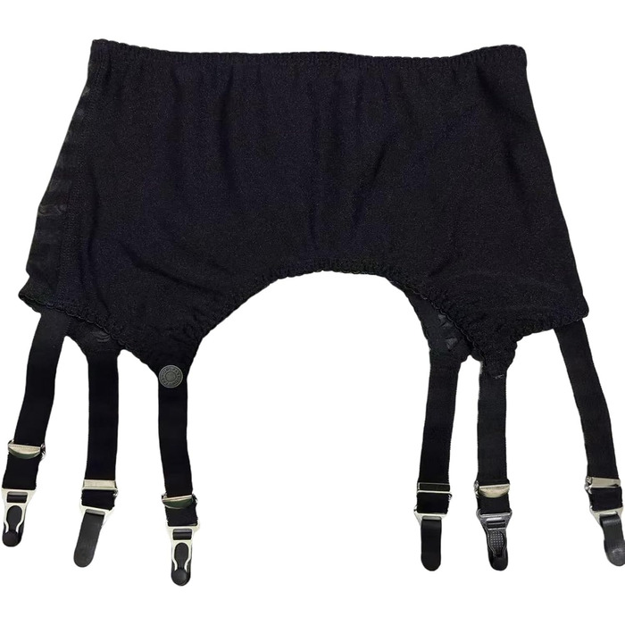 Пояс-тримач для панчіх для жінок з високою талією, сітчатий пояс-тримач з 6 металевими затискачами, регульовані ремінці для панчіх до стегон L-XL, чорний