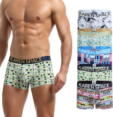 Чоловічі Тонкі Шорти-Сліпи Карен Спейс з Малюнком, Зручні Еластичні Шорти-Сліпи, 5 шт. в Упаковці
