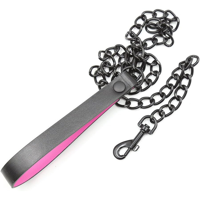 Чорне та рожеве шкіряне намисто для бондіджу та еротики: фетіш-намисто-рабське підв'язування з мотузкою