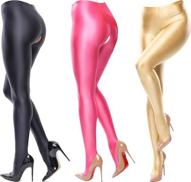 Чорні панчохи Miss O. Ouvert з відкритим кроком, блискучі, непрозорі