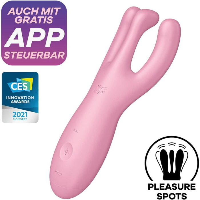 Satisfyer Threesome 4: Вібратор для клітора та інтимних зон, 3 двигуни, водонепроникний (IPX7), рожевий