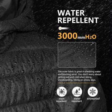 Чоловіча зимова куртка Outdoor Ventures: водонепроникна стібана пуховика, класичний чорний колір, розмір XL