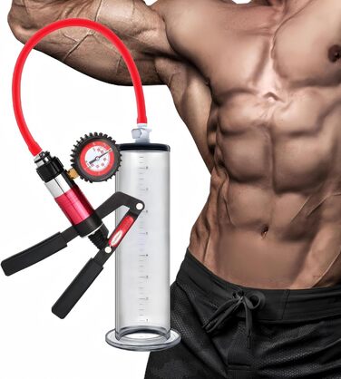 Насос для збільшення пеніса з манометром та регулювальними колесами. Ручний насос для чоловіків з металевим руків'ям, вакуумний насос для збільшення розміру пеніса (57 мм)