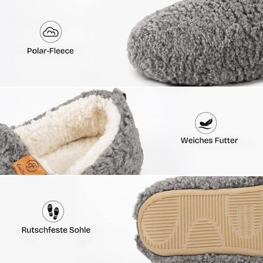 Жіночі теплі закриті капці EverFoams з ефектом пам'яті та штучним хутром, сірі, розмір 39.5 EU