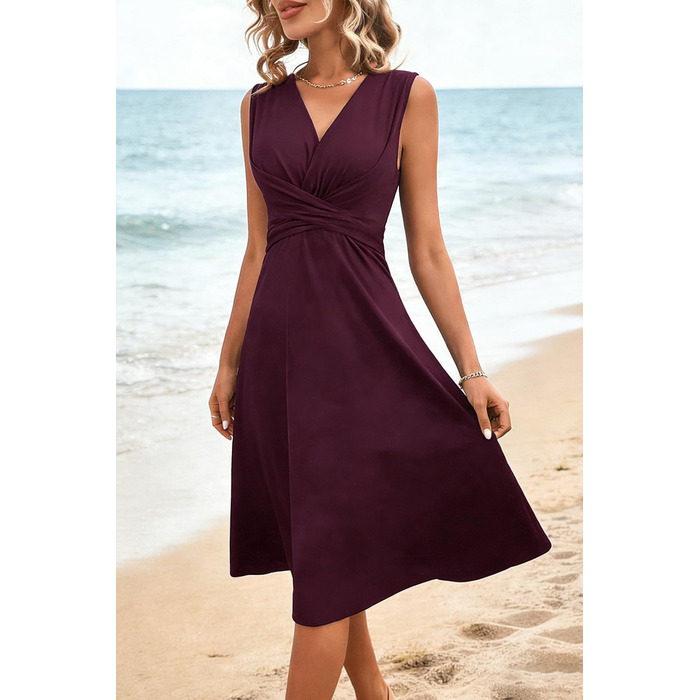 Елегантна сукня-сарафан Soerkleid Daen з V-подібним вирізом та запахом, вечірня сукня для весілля та свят, фіолетова (XXL)