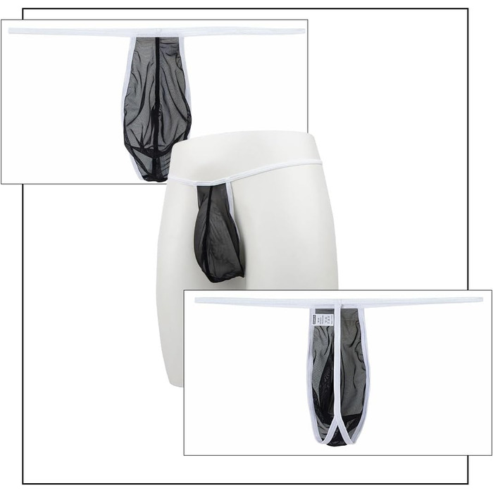 Сексуальна чоловіча білизна BIATWOWR: прозорі труси G-String, дихаюча тканина, м'якість, темно-сірий/чорний, XXL