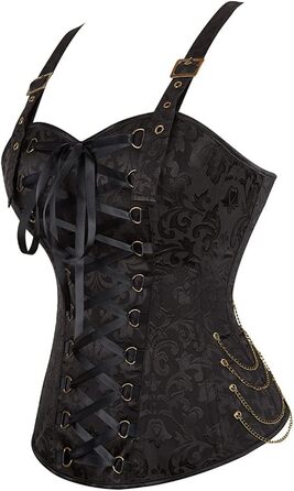 Топ-корсет Grebrafan для жінок: готичний дизайн, чорний колір, розмір 28-30