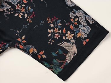 Халат жіночий Ledamon, довгий, з кишенею, квітковий принт, чорний (один розмір)