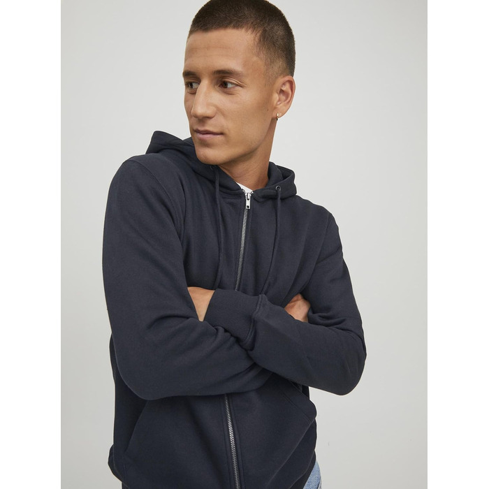 Чоловіча однотонна куртка-худі з капюшоном JACK & JONES, чорна, розмір M