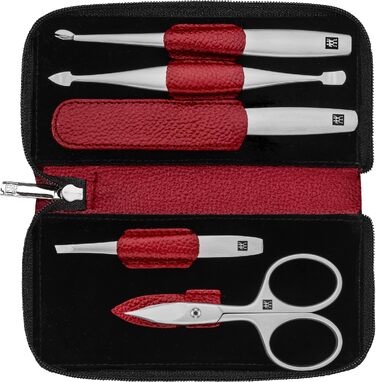 Преміальний набір для манікюру та педикюру ZWILLING (5 предметів) у шкіряному чохлі, червоний