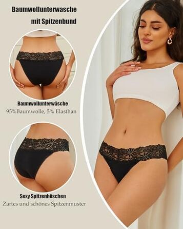 6-Piece Set жіночих трусиків: бавовна, мереживо, дихаючі, комфортні. Multipack S-M