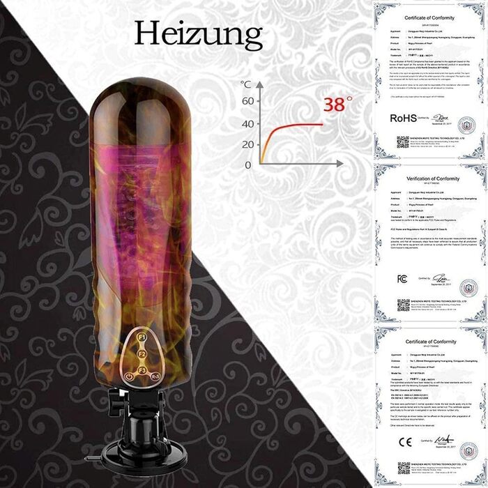 Масажер для чоловіків з нагрівом, 10 режимів ротації та 10 телескопічних режимів