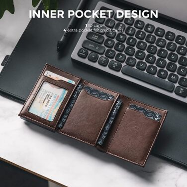 Шкіряний картхолдер VULKIT з RFID-захистом, pop-up механізмом, відділенням для купюр та віконцем для ID, колір Espresso