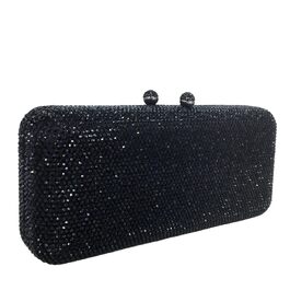 Жіночий вечірній клатч Boutique De FGG з кристалами та стразами, міні-сумка для весіль та вечірок (чорний)