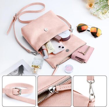 Жіноча маленька сумка-кросбоді KALIDI з веганської шкіри PU, рожева сумка через плече з захистом від крадіжок та регульованим ременем