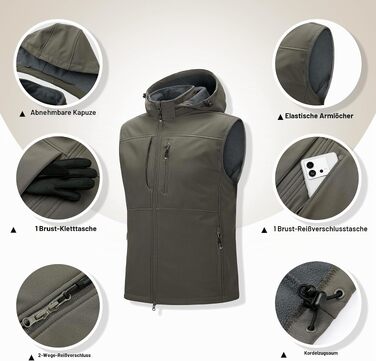 Чоловічий жилет Softshell 33,000ft водонепроникний легкий outdoor для роботи та активного відпочинку, оливковий