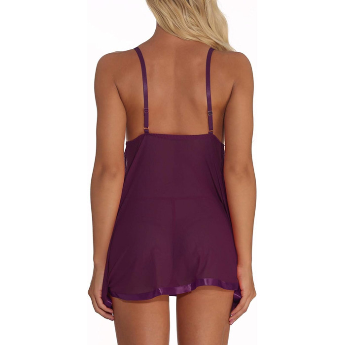 Сексуальна спідня білизна для жінок curvy: мереживний комплект ніжної білизни з лаком, babydoll, нігліж, великі розміри (5XL), фіолетовий