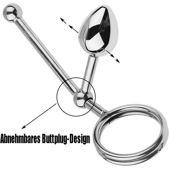 Анальний гачок з кільцями для яєчок, металевий, для БДСМ, з кільцем для статевого члена, з анальним штекером, для чоловіків, S+M+L