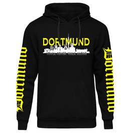 Чоловічий худі UGLYSHIRT Dortmund über Alles з принтом панорами міста (Skyline), чорний, розмір L