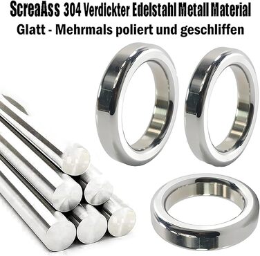 Набір з 3 шт. металевих обручів для яєчок (5 розмірів) – металеві обручі для пеніса, розтягувачі яєчок, обважнювачі мошонки, бондж, секс-іграшки для чоловіків, срібло