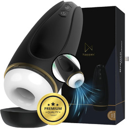 Електричний мастубатор для чоловіків Nappex Branco з потужним всмоктуванням та вібрацією, режим оргазму, чорний