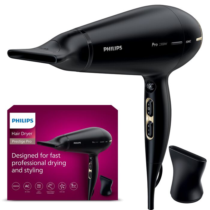 Професійний фен для волосся Philips Prestige Pro HPS920/00, 2300 Вт, з 2 насадками для стайлінгу