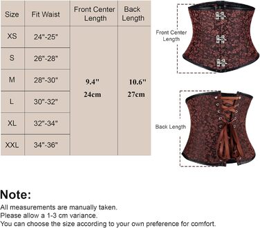 Корсет-топ JasGood Daen з підтримкою грудей, готичний вінтажний корсет, бюстєль, корсетне оздоблення на шнурівці, для костюмів на Хелловін (кававий жаккард, розмір M)