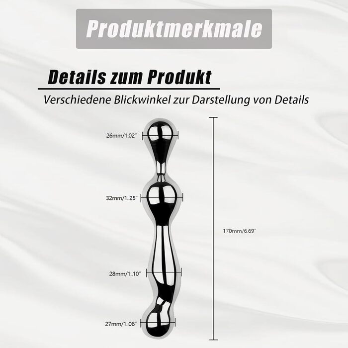 Анальний плагін з нержавіючої сталі XXL - подвійний, для ануса та вагіни, масаж G-точки, для чоловіків, жінок, пар