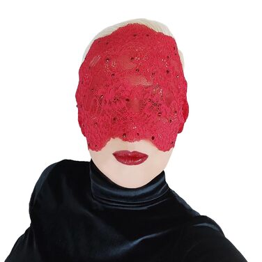 Елегантна червона мереживна маска для жінок з камінням - венеціанська маска з квітковим візерунком для маскарату, карнавалу, косплею, готичної вечірки та особливих подій. Червона (червоні стрази)