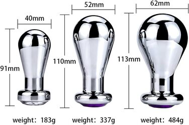 Анальний плагін JudeCP з кристалом, метал, S/M/L (4/5.2/6.2 см), для новачків, жінок, чоловіків, пар