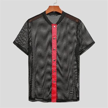 Чоловіча сорочка з мереживом та патчами в стилі American Style, короткий рукав