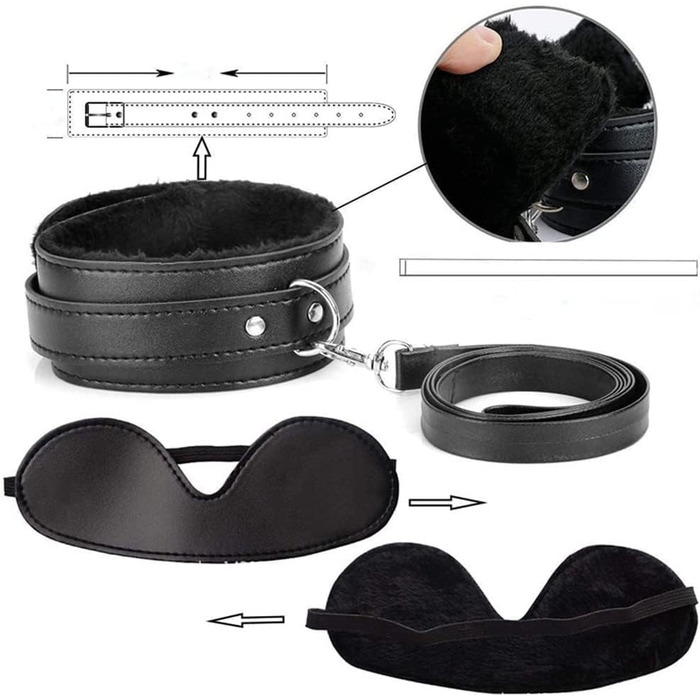 Набір для БДСМ-ігор Qoosea 26 шт: наручники, кайдани, анальні пробки, іграшки для пар. Чорний колір.