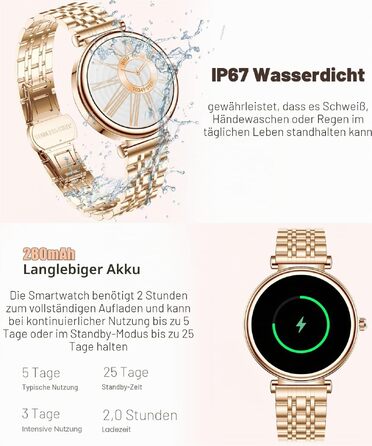 Смарт-годинник для жінок Rose Gold: водонепроникний фітнес-трекер з кольоровим екраном 1.27