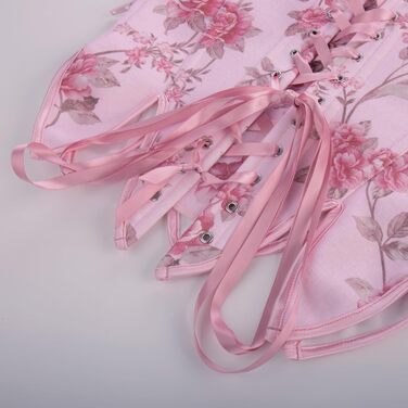 SCARLET DARKNESS Корсет жіночий у стилі Ренесанс з мереживом та квітковим принтом, рожевий, 44