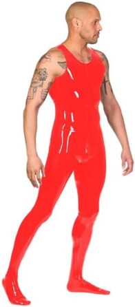 Костюм для чоловіків JQYTEN, фетиш-костюм з червоного штучної шкіри, комбінезон, PVC, для клубів, розмір S-M