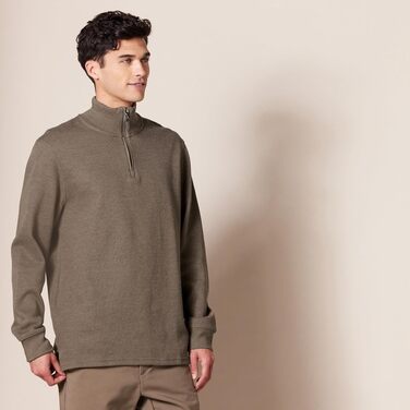 Чоловічий світшот Amazon Essentials з чверть-застібкою (zip-neck) з французького трикотажу, стандартна посадка, коричневий