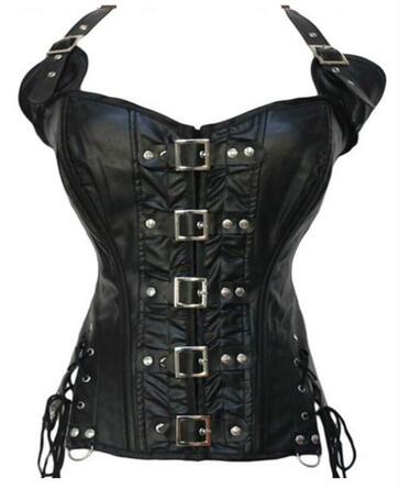 KUOSE Корсетний топ з лакованої шкіри для повних грудей, чорний, XXL