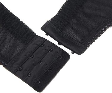 Чорний корсет-стрінг з мереживом великих розмірів з 6 бретелями та металевими кліпсами для панчіх, великий розмір, для жінок