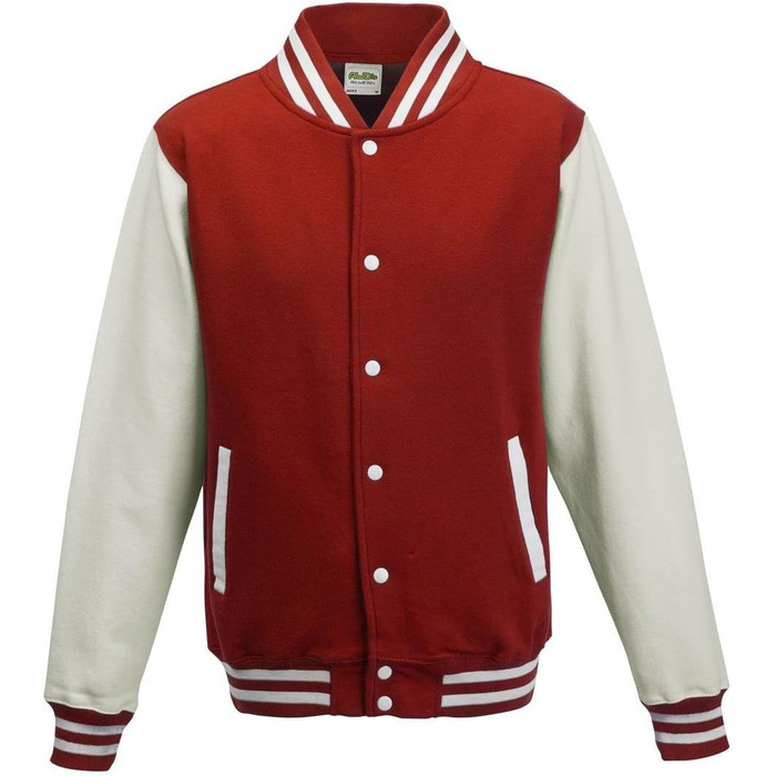 Чоловіча куртка-бомбер Varsity Jacket Just Hoods by AWDis, червона, розмір M