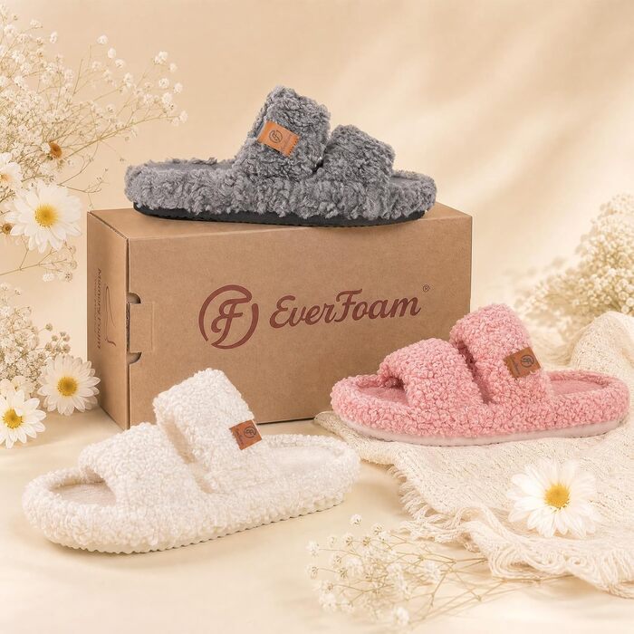 Жіночі плюшеві капці EverFoams з відкритим носком, розмір 38/39 EU, колір темно-сірий