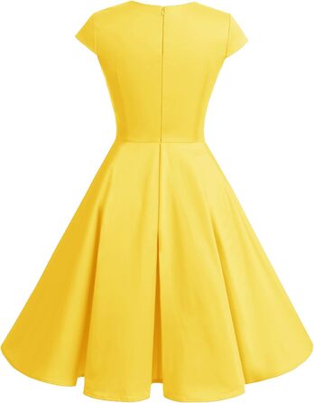 Сукня вінтаж Bbonlinedress 1950-х років ретро коктейльна Rockabilly з V-подібним вирізом, жовта, розмір L