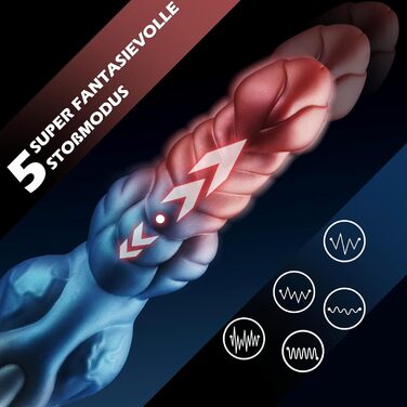 Анальний вібратор-джіґа Monster Dildo з нагріванням, 10 вібрацій та 5 режимів, для чоловіків та жінок