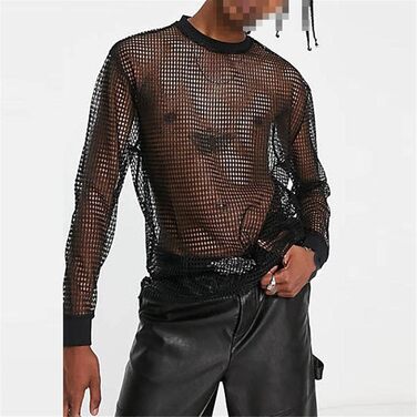 Чоловіча футболка Deepsko з сітки на довгі рукави, вільний крій, однотонна, стильна