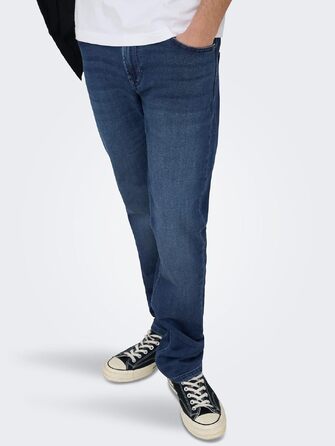 Чоловічі вузькі джинси Only & Sons Onsloom Slim Fit, темно-сині, 33W / 32L