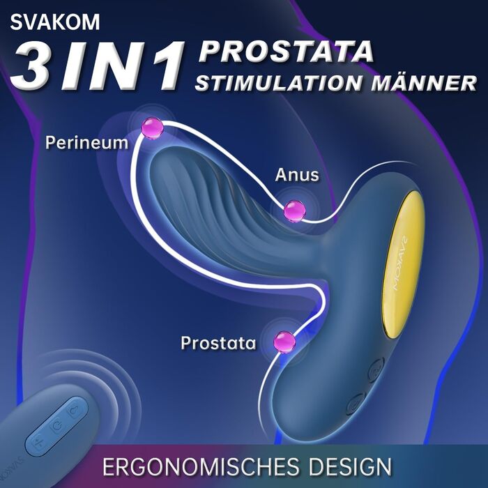 Анальний плагін SVAKOM VICK NEO 3 в 1 для чоловіків: 6 вібрацій, 5 інтенсивностей, нагрів до 38°C, стимуляція простати, керування через додаток