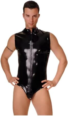 Латексний костюм-комбінезон GAYLOP, чорний, без рукавів, 0.4 мм, S-XXL