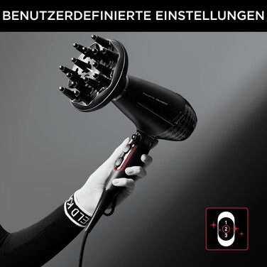 Фен для волосся Rowenta x Karl Lagerfeld K/Pro Stylist CV888L з іонізацією, професійний, чорний/червоний