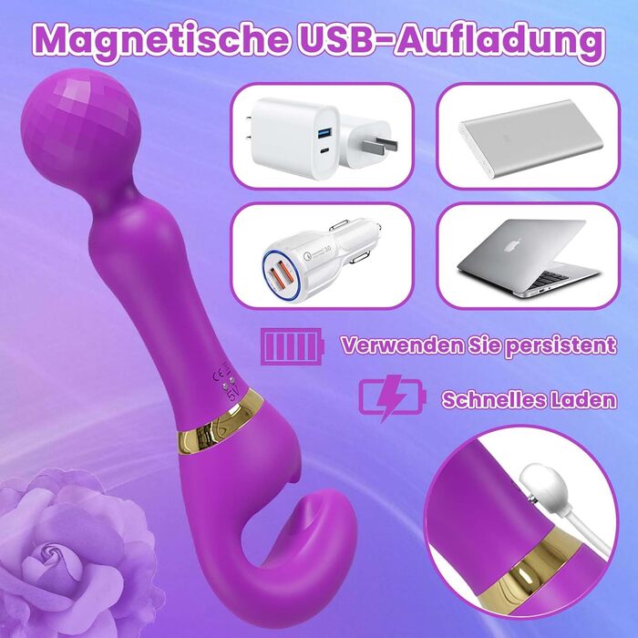 Вібратор дилда LYAMais G-Punkt з двома головками, 10 режимів вібрації, силікон, для жінок, парні ігри, стимулятор клітора, фіолетовий