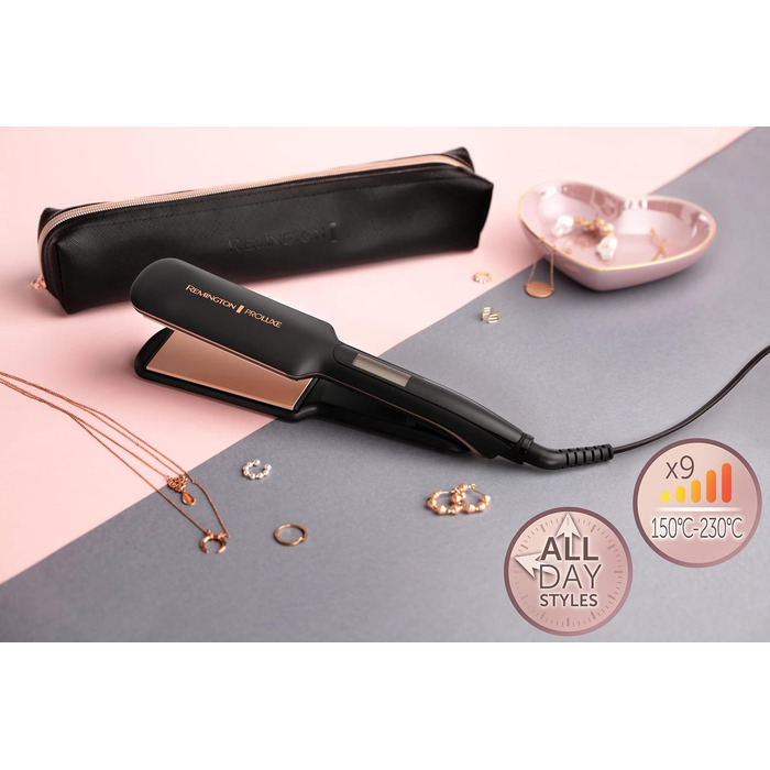 Випрямляч для волосся Remington PROluxe Midnight S9100B з керамічними пластинами 110 мм та OPTIheat, 150-230°C