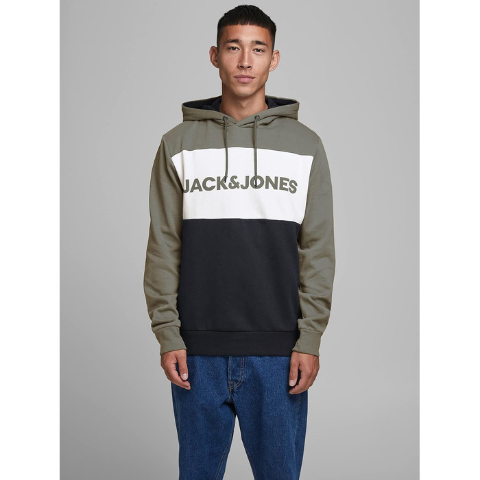 Чоловічий теплий худі з логотипом JACK & JONES Basic Kapuzen Sweatshirt, колір Dusty Olive, зелений